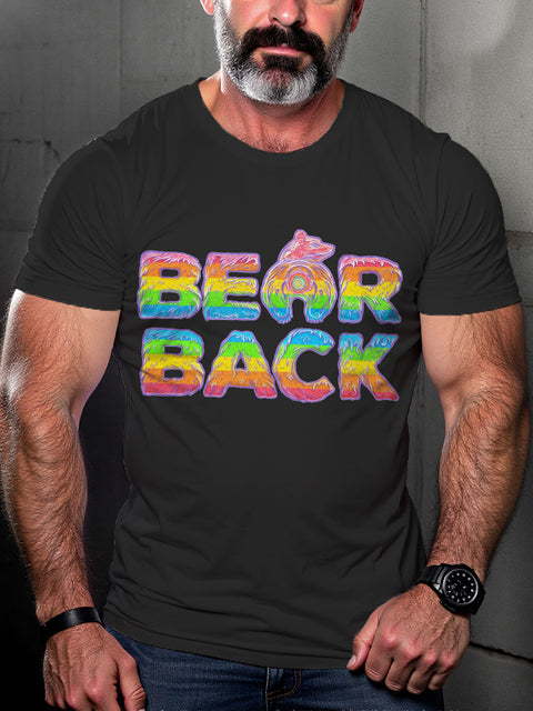 Men's Bearback Rainbow LGBT Gay Pride Art Casual Print T-shirt