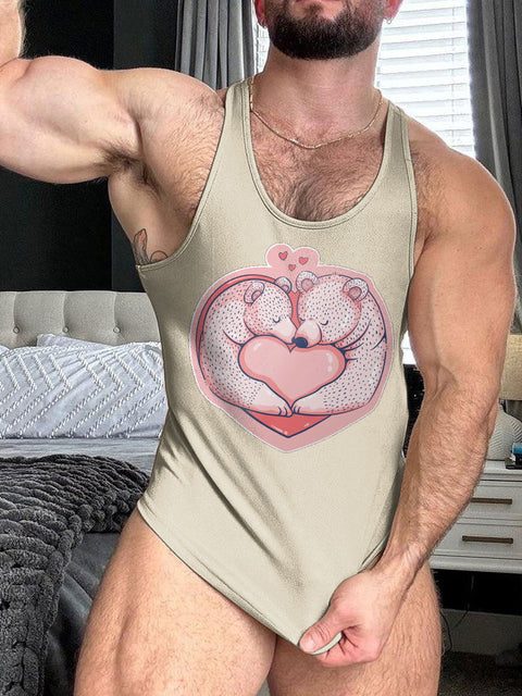 Love Bears LGBT Gay Pride Print 100% Cotton Casual Tank Top