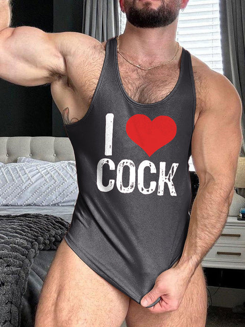I Love Cock LGBT Gay Pride Print 100% Cotton Casual Tank Top