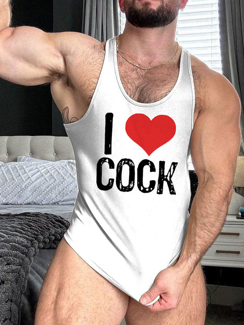 I Love Cock LGBT Gay Pride Print 100% Cotton Casual Tank Top