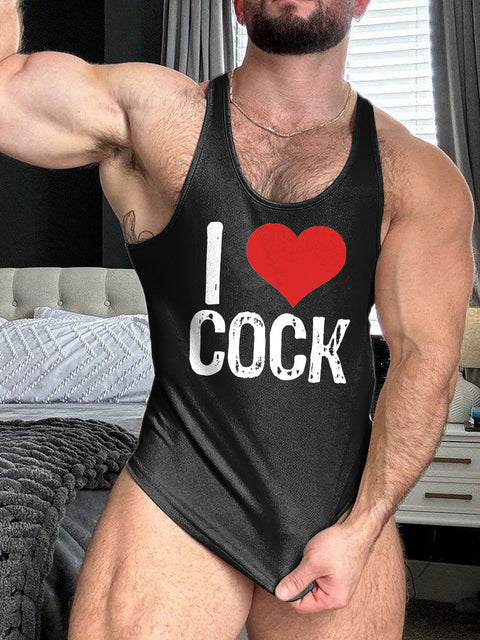 I Love Cock LGBT Gay Pride Print 100% Cotton Casual Tank Top