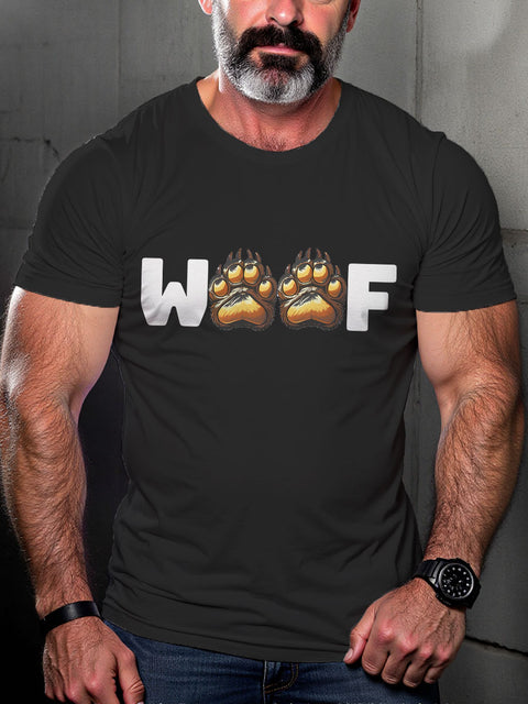 Men's WOOF Gay Bear LGBT Gay Pride Art Casual Print T-shirt