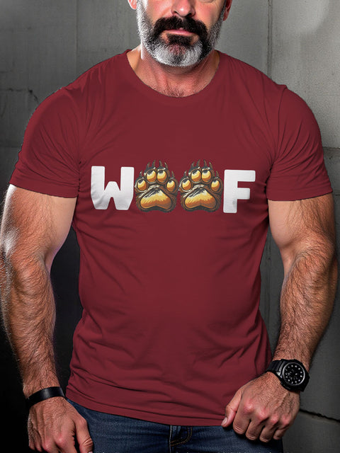 Men's WOOF Gay Bear LGBT Gay Pride Art Casual Print T-shirt