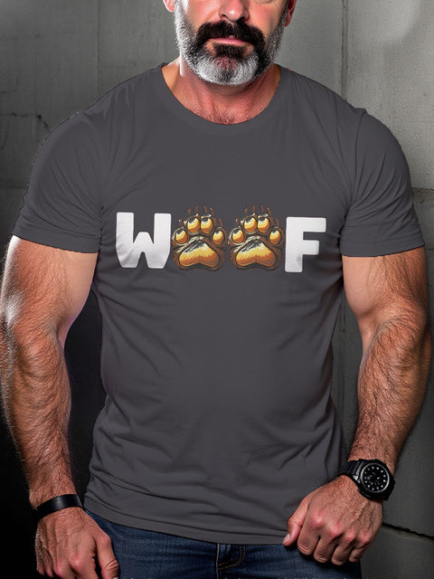 Men's WOOF Gay Bear LGBT Gay Pride Art Casual Print T-shirt