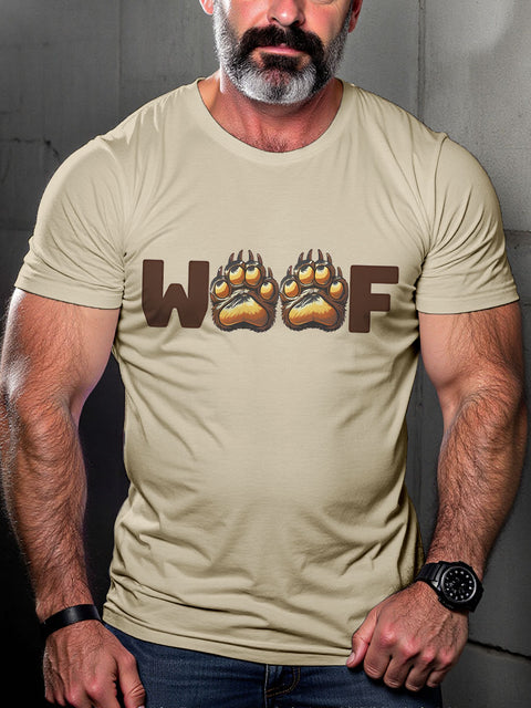 Men's WOOF Gay Bear LGBT Gay Pride Art Casual Print T-shirt