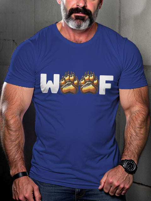 Men's WOOF Gay Bear LGBT Gay Pride Art Casual Print T-shirt
