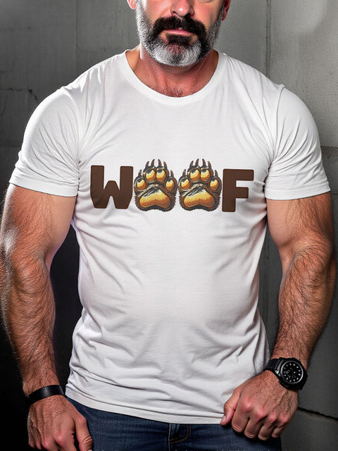 Men's WOOF Gay Bear LGBT Gay Pride Art Casual Print T-shirt
