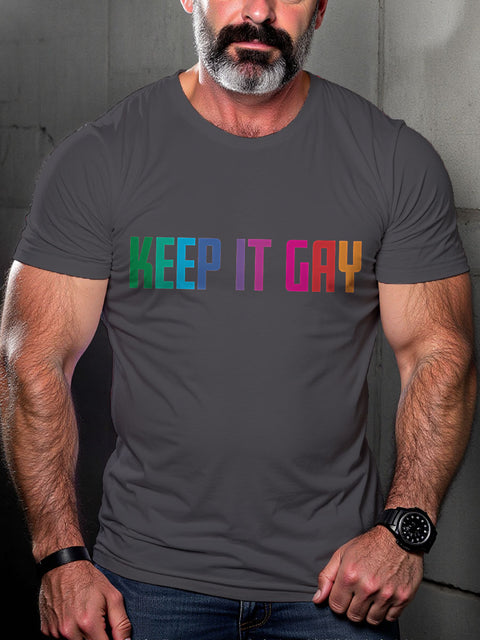 Men's Keep It Gay Rainbow LGBT Gay Pride Art Casual Print T-shirt