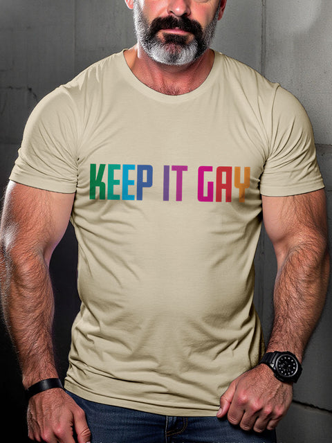 Men's Keep It Gay Rainbow LGBT Gay Pride Art Casual Print T-shirt