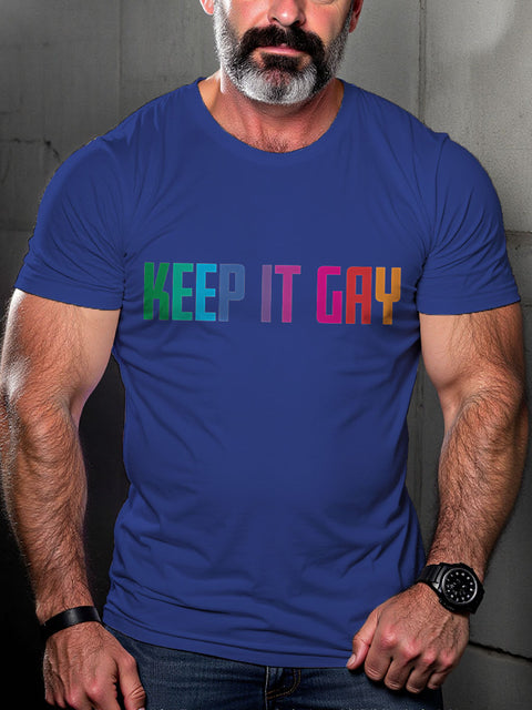 Men's Keep It Gay Rainbow LGBT Gay Pride Art Casual Print T-shirt