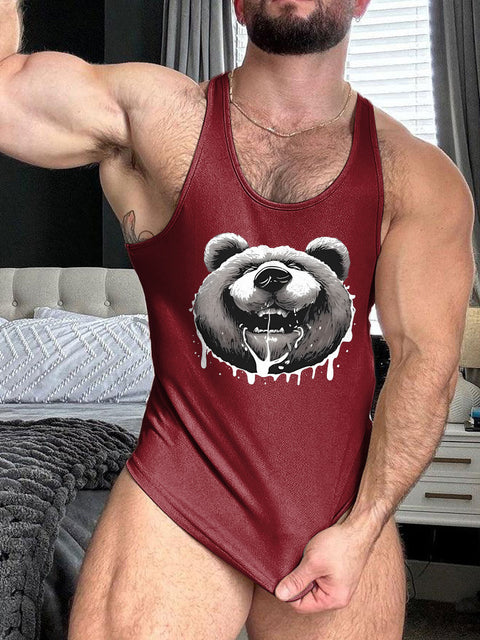 Gay Bear LGBT Gay Pride Print 100% Cotton Casual Tank Top