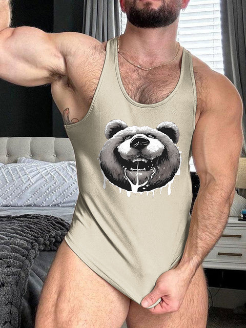 Gay Bear LGBT Gay Pride Print 100% Cotton Casual Tank Top