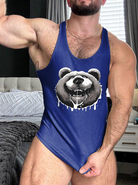 Gay Bear LGBT Gay Pride Print 100% Cotton Casual Tank Top