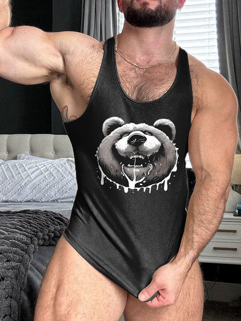 Gay Bear LGBT Gay Pride Print 100% Cotton Casual Tank Top