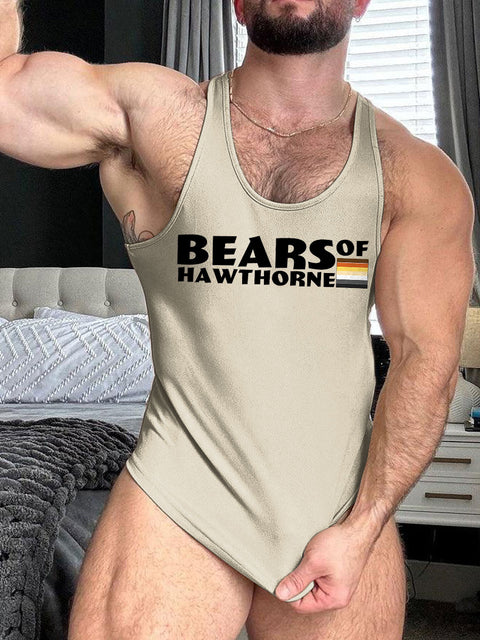 Gay Bear Pride Bears of Hawthorne LGBT Print 100% Cotton Casual Tank Top