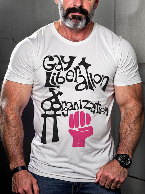 Men's Gay Liberation Organization LGBT Gay Pride Art Casual Print T-shirt