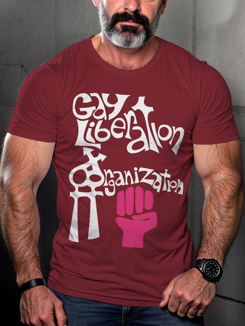 Men's Gay Liberation Organization LGBT Gay Pride Art Casual Print T-shirt