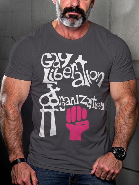 Men's Gay Liberation Organization LGBT Gay Pride Art Casual Print T-shirt