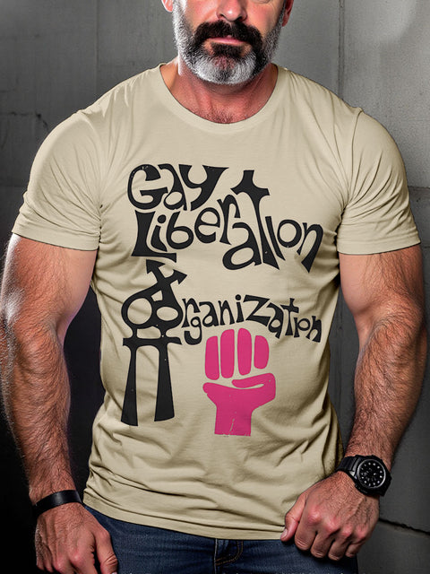 Men's Gay Liberation Organization LGBT Gay Pride Art Casual Print T-shirt