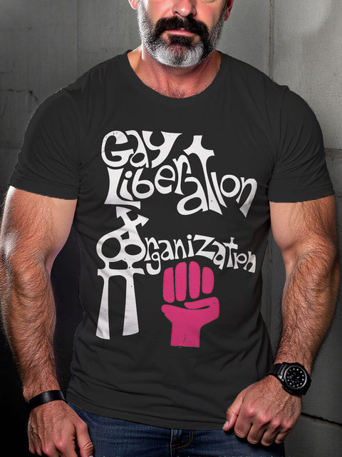 Men's Gay Liberation Organization LGBT Gay Pride Art Casual Print T-shirt