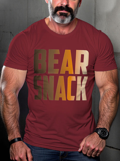 Men's Bear Snack LGBT Gay Pride Art Casual Print T-shirt