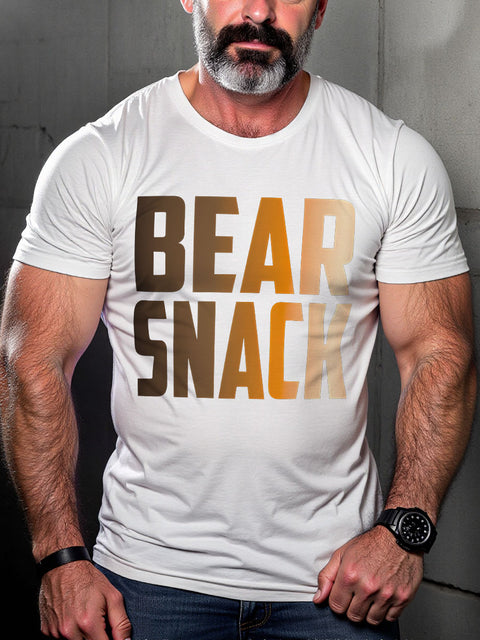 Men's Bear Snack LGBT Gay Pride Art Casual Print T-shirt