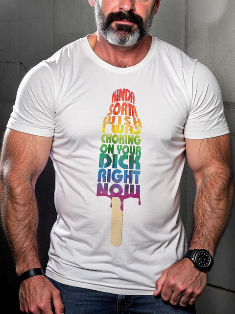 Men's LGBT Rainbow Rocket Pop Metal Casual Print T-shirt