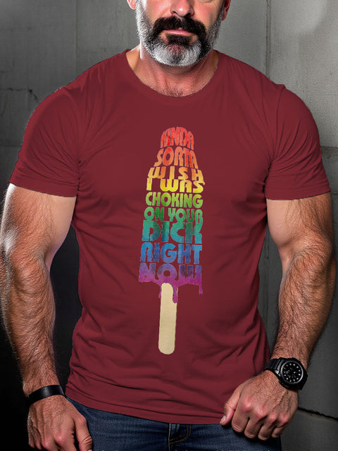 Men's LGBT Rainbow Rocket Pop Metal Casual Print T-shirt