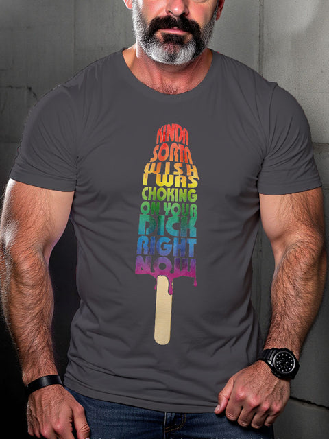 Men's LGBT Rainbow Rocket Pop Metal Casual Print T-shirt