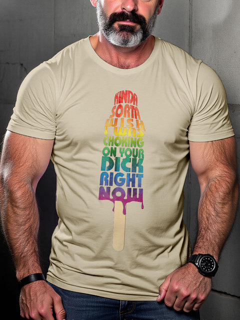 Men's LGBT Rainbow Rocket Pop Metal Casual Print T-shirt