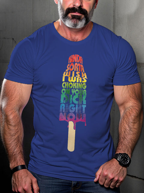 Men's LGBT Rainbow Rocket Pop Metal Casual Print T-shirt