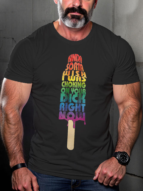 Men's LGBT Rainbow Rocket Pop Metal Casual Print T-shirt