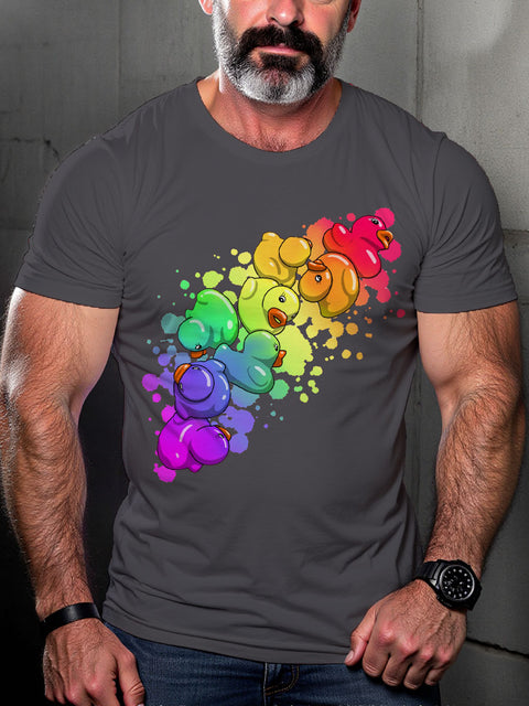 Men's Lgbt Rainbow Duck Pride Casual Print T-shirt