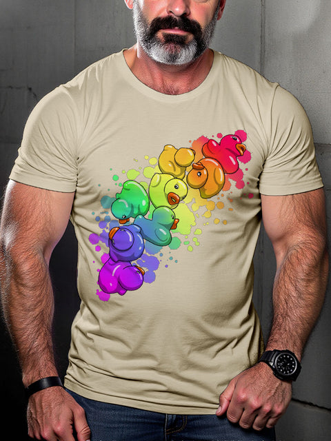 Men's Lgbt Rainbow Duck Pride Casual Print T-shirt