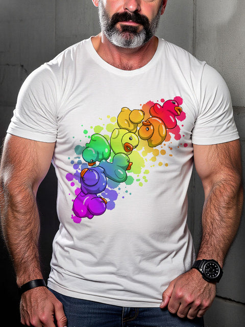 Men's Lgbt Rainbow Duck Pride Casual Print T-shirt