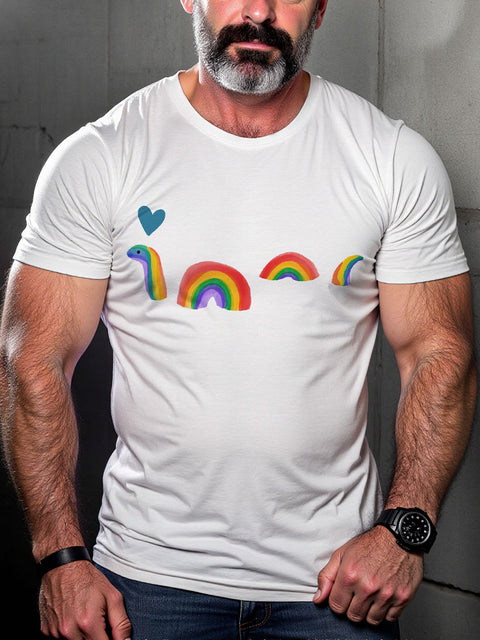 Men's Lgbt Rainbow Snake Love Pride Casual Print T-shirt