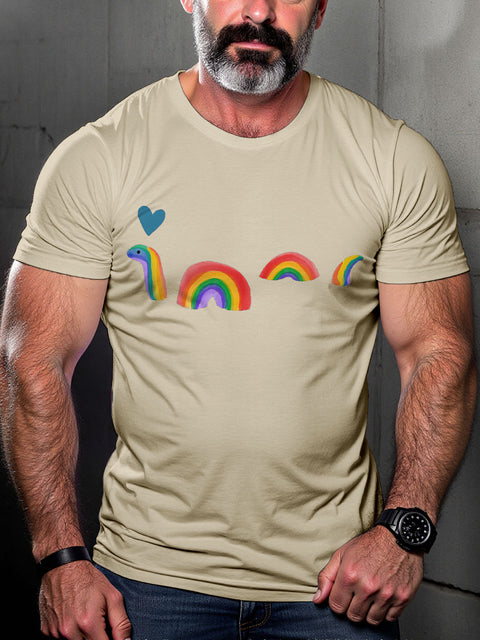 Men's Lgbt Rainbow Snake Love Pride Casual Print T-shirt