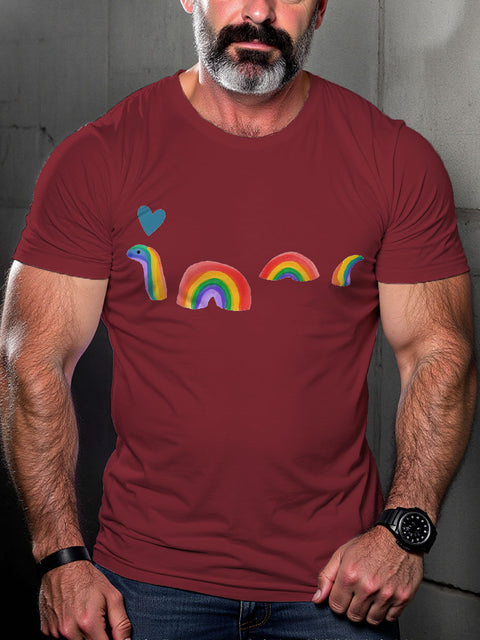 Men's Lgbt Rainbow Snake Love Pride Casual Print T-shirt
