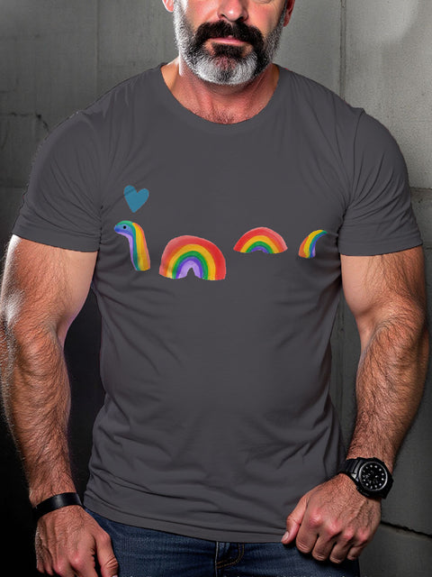 Men's Lgbt Rainbow Snake Love Pride Casual Print T-shirt