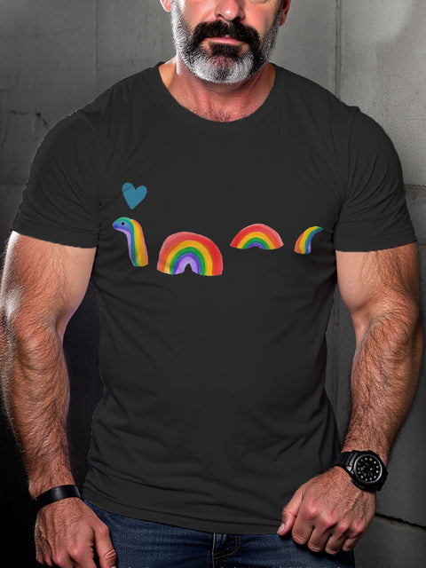 Men's Lgbt Rainbow Snake Love Pride Casual Print T-shirt