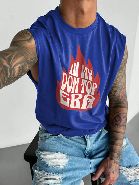 Men's In My Dom Top Era Fire Pride LGBT Gay Print Wide Shoulder Vest