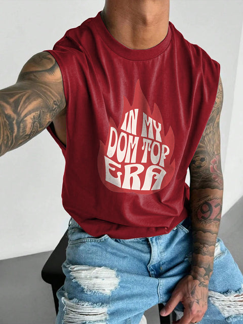 Men's In My Dom Top Era Fire Pride LGBT Gay Print Wide Shoulder Vest