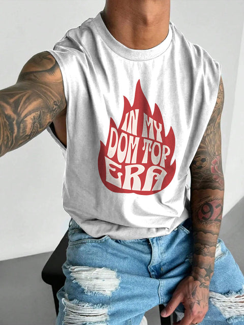 Men's In My Dom Top Era Fire Pride LGBT Gay Print Wide Shoulder Vest