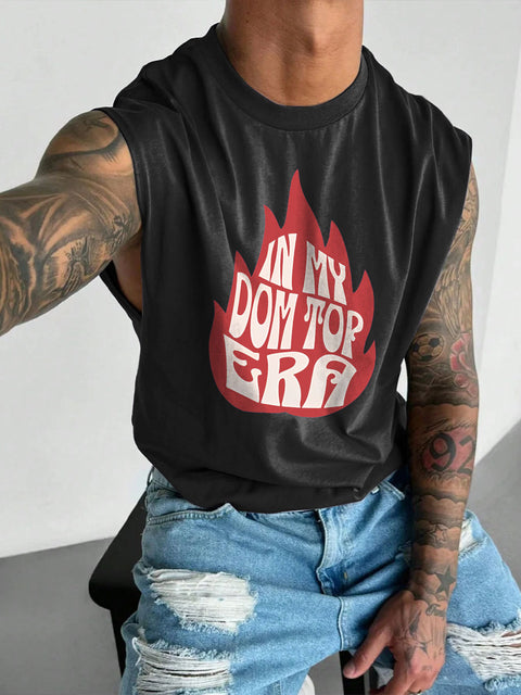 Men's In My Dom Top Era Fire Pride LGBT Gay Print Wide Shoulder Vest