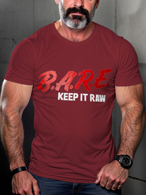Gay Bear Keep It Raw LGBT Gay Pride Art Casual Print T-shirt