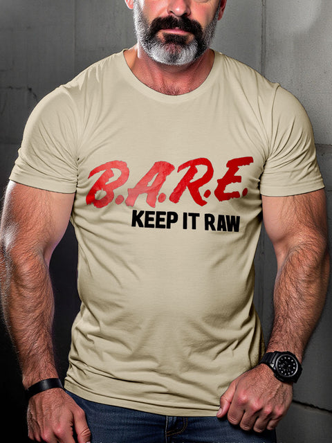 Gay Bear Keep It Raw LGBT Gay Pride Art Casual Print T-shirt