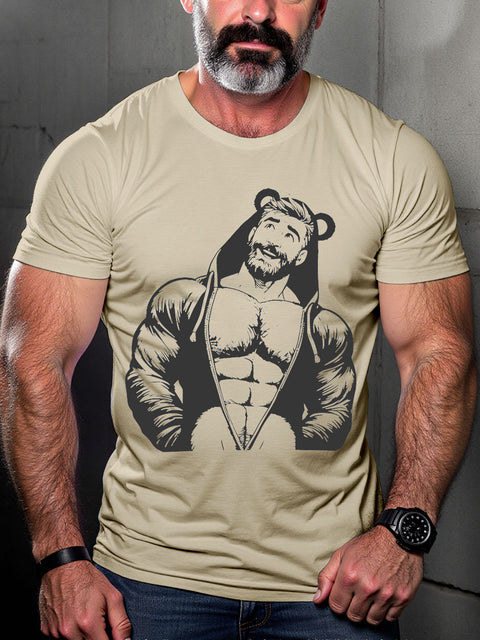 Gay Bear Pride Furry Bear Otter Boy LGBT Gay Pride Art Casual Print T-shirt