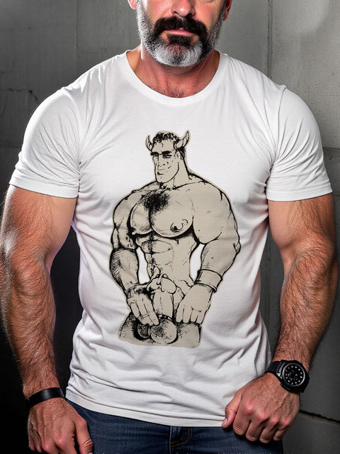 Gay Devil Leather LGBT Gay Pride Art Casual Print T-shirt