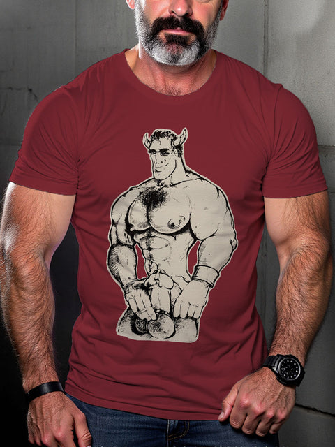 Gay Devil Leather LGBT Gay Pride Art Casual Print T-shirt