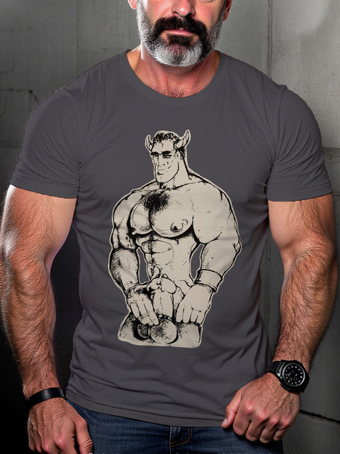 Gay Devil Leather LGBT Gay Pride Art Casual Print T-shirt